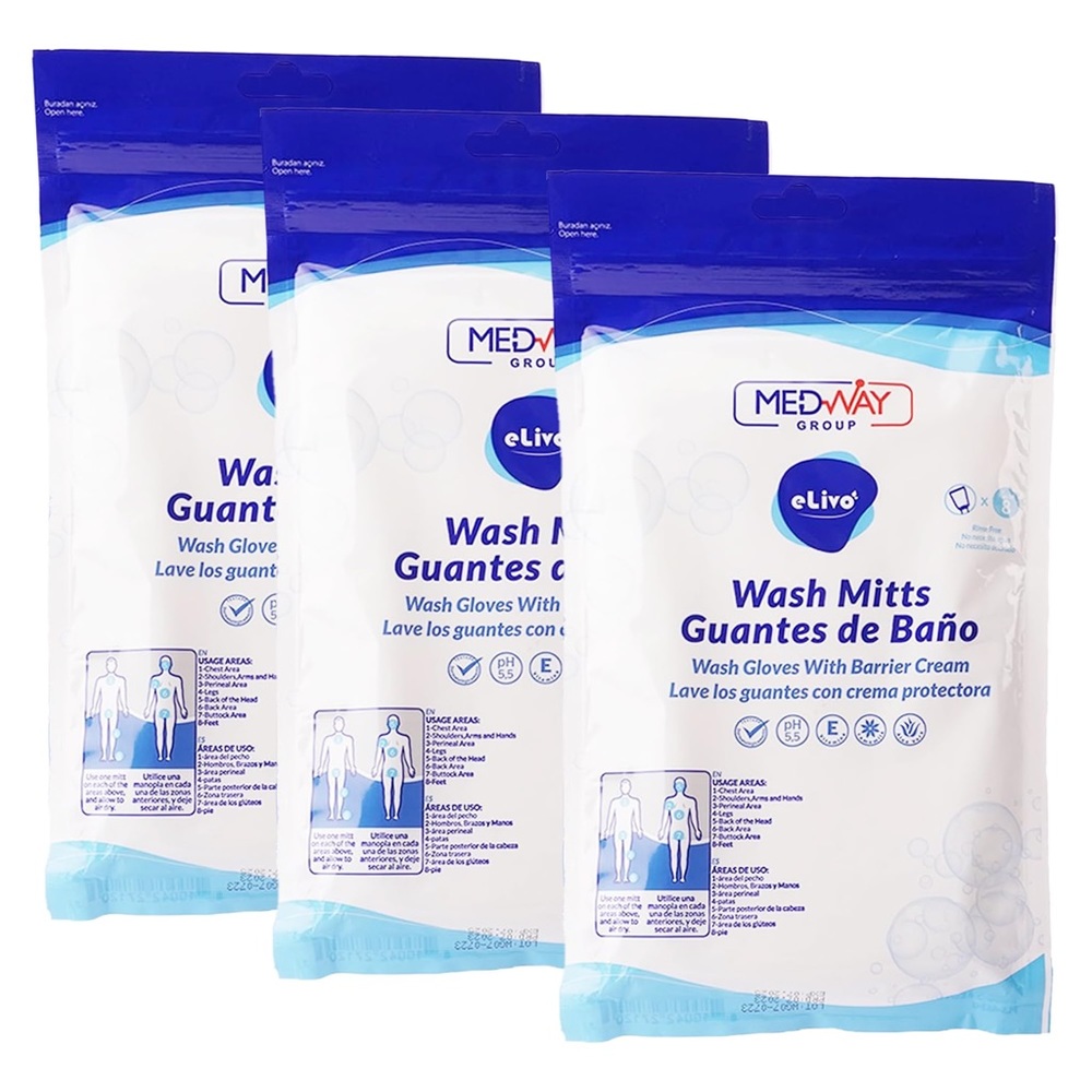 Wet Wash Gloves | Incontinence Wash Cloths | 3 Packs of 8 Unscented